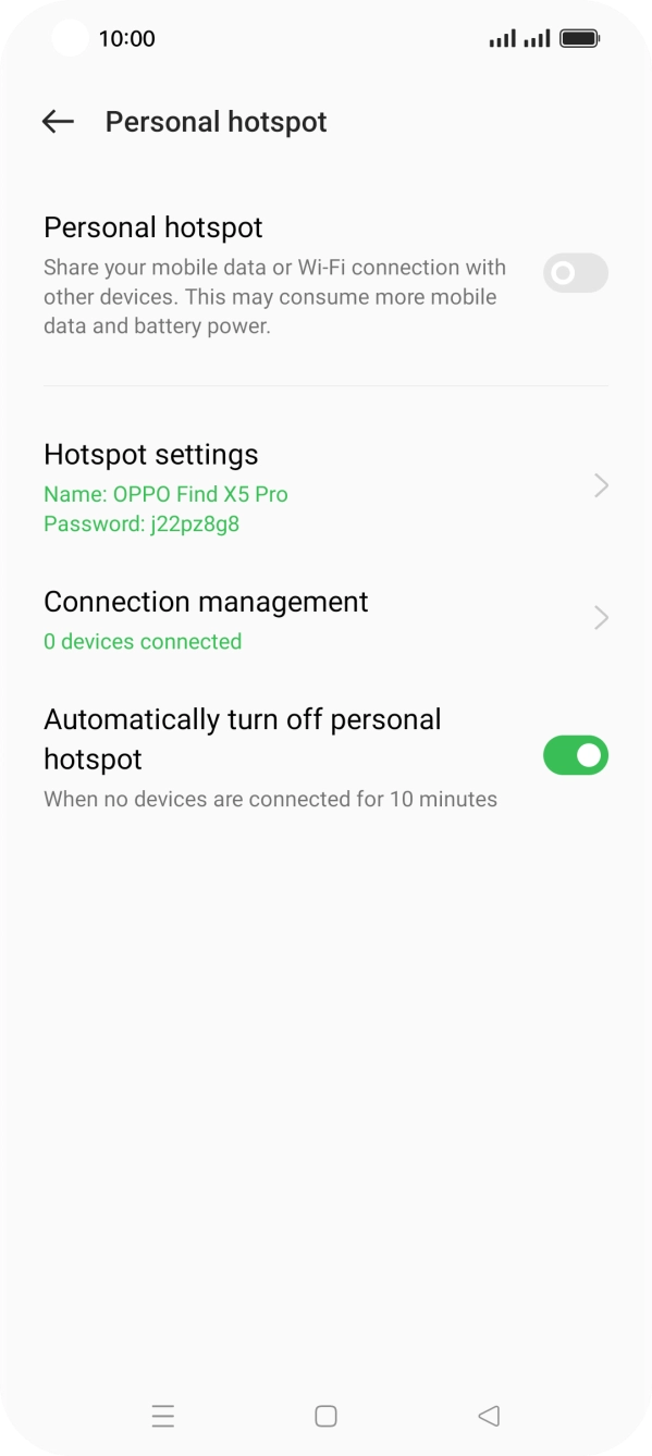 Press Hotspot settings.