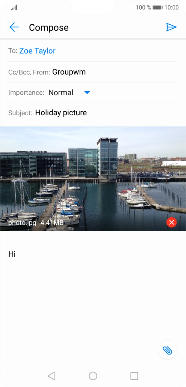 Press the send icon when you've finished your email.
