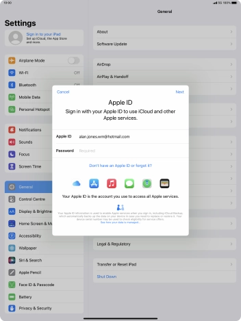 Press the field next to 'Password' and key in the password for your Apple ID. Press the field next to 'Password' and key in the password for your Apple ID.