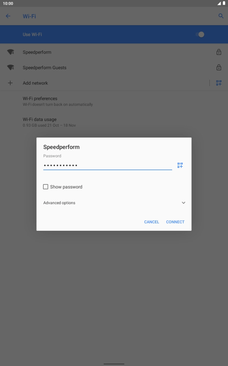 Key in the password for the WiFi network and press CONNECT. Key in the password for the WiFi network and press CONNECT.