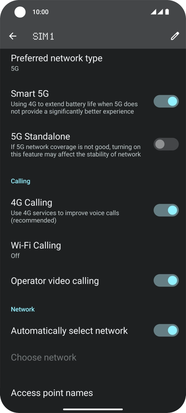 Press the indicator next to 'Automatically select network' to turn off the function and wait while your phone searches for networks.