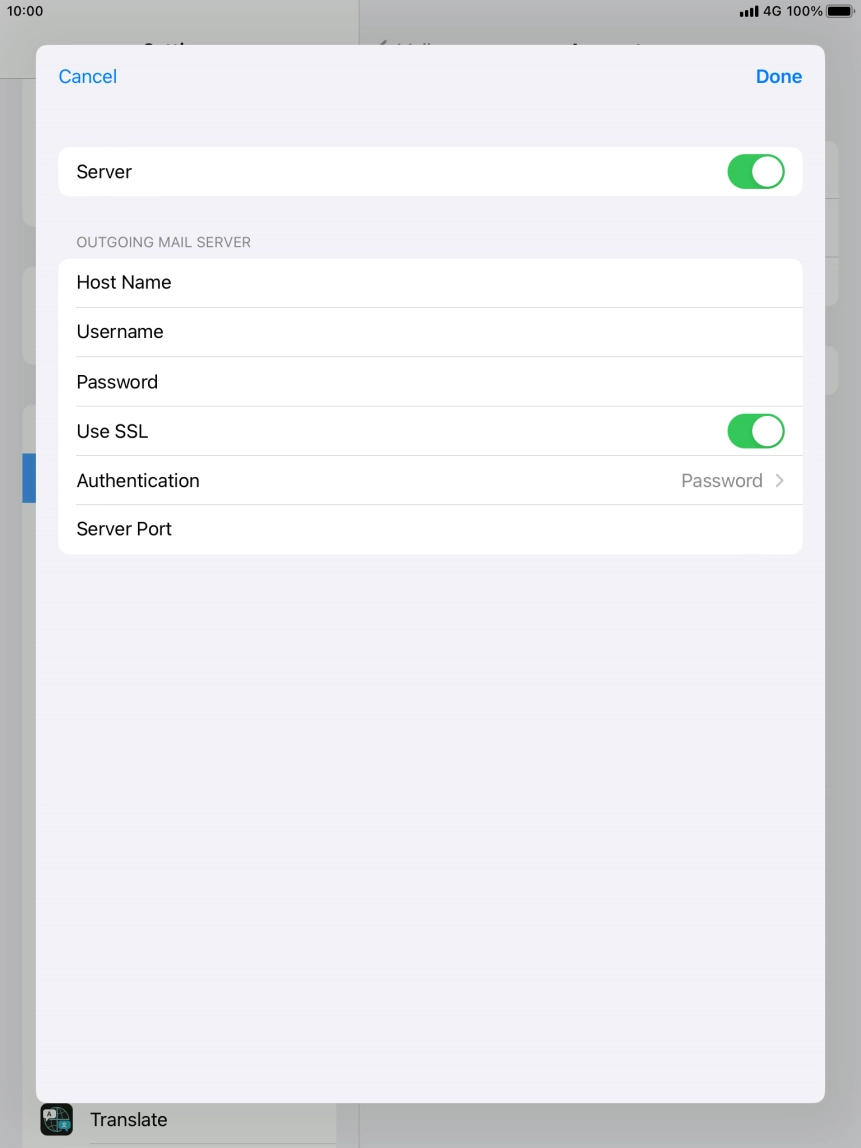 Press the indicator next to 'Use SSL' to turn off the function.