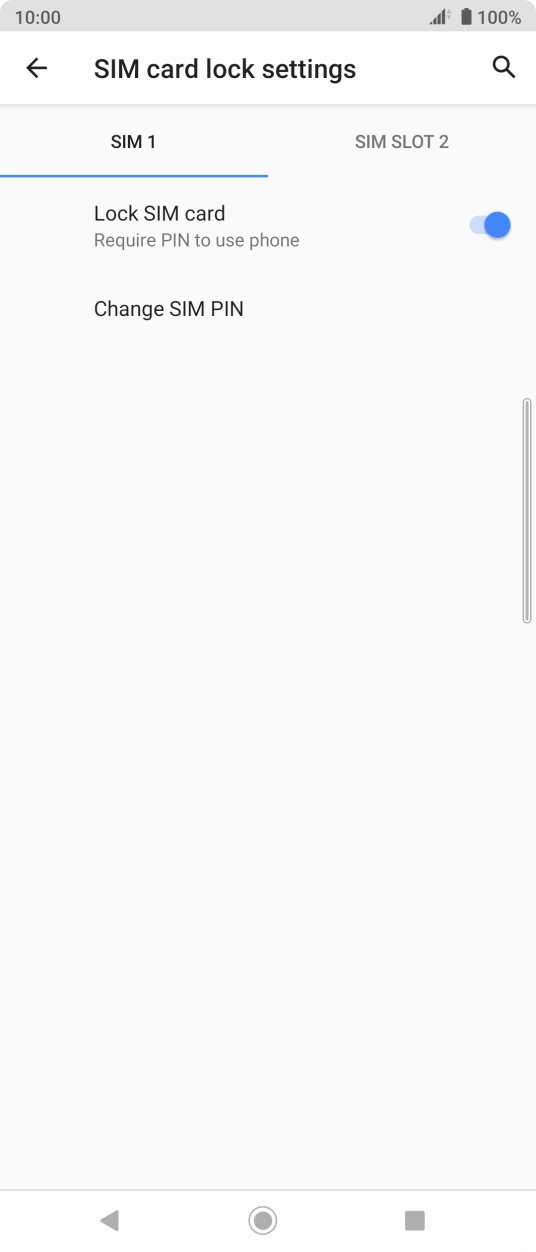Press the indicator next to 'Lock SIM card' to turn the function on or off.