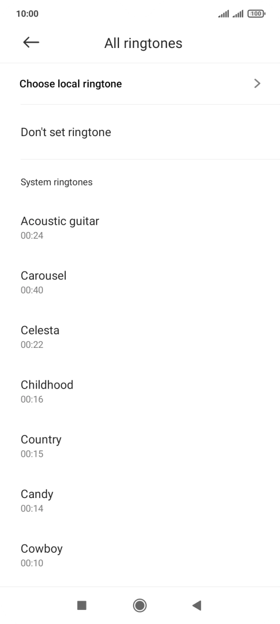 Press Choose local ringtone and go to the required folder.