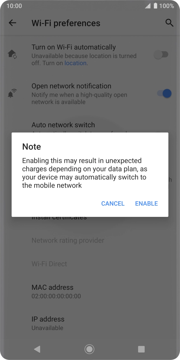 If you turn on the function, press ENABLE.