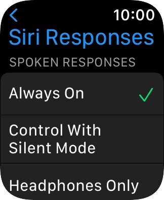 Press the required setting below 'SPOKEN RESPONSES'.