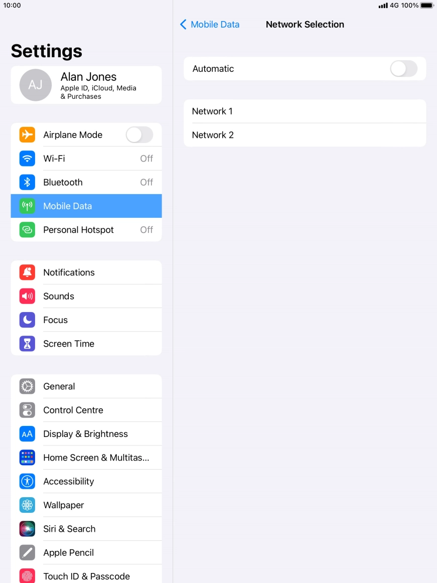 If you turn off the function, press the required network.