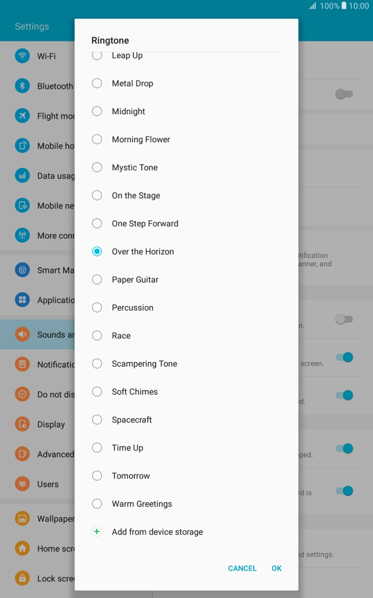 Press Add from device storage.