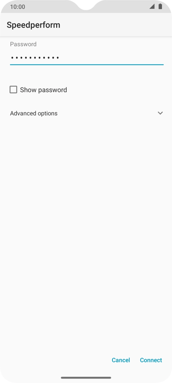 Key in the password for the WiFi network and press Connect.