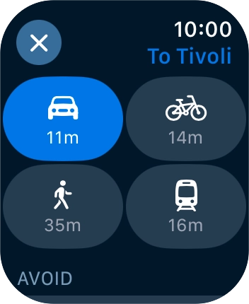 Press the required transport type. Press the required transport type.