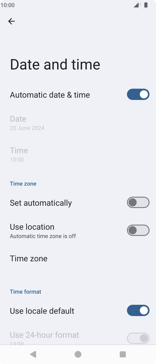 Press the indicator next to 'Set automatically' to turn on the function.