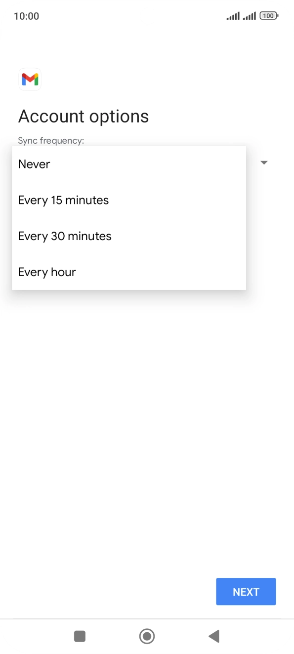 Press the required setting.