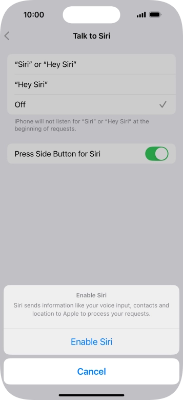 Press Enable Siri.