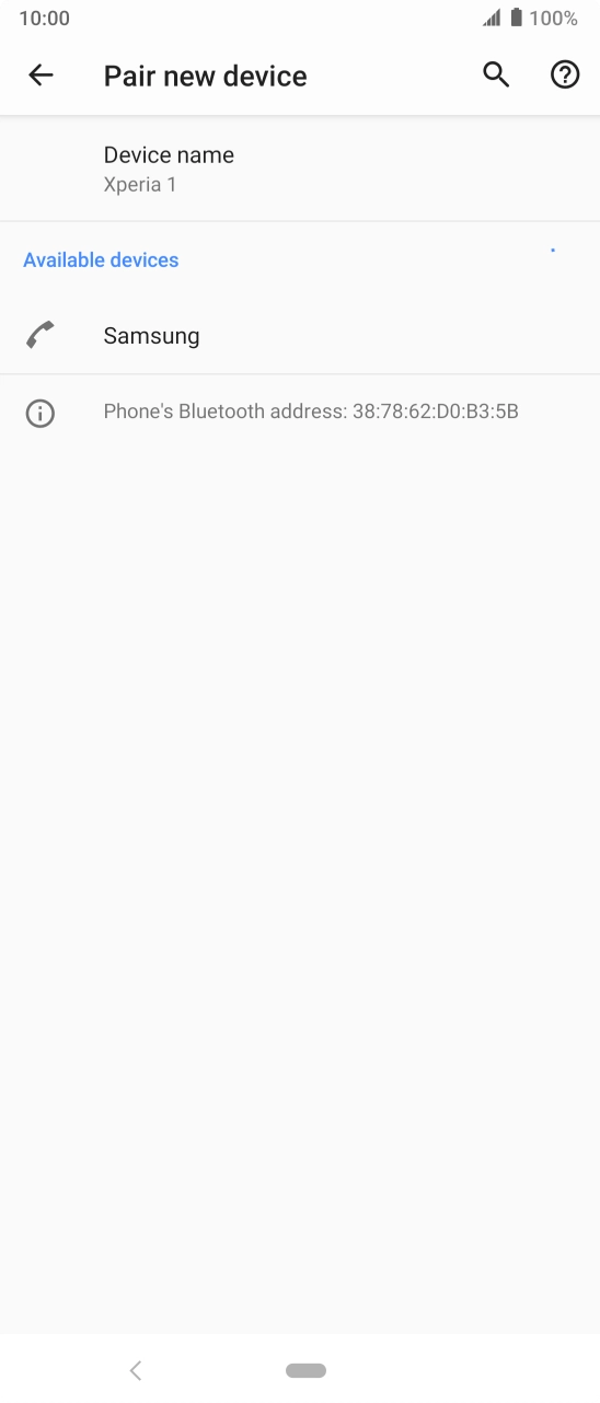 Press the required Bluetooth device and follow the instructions on the screen to pair the device with your phone.
