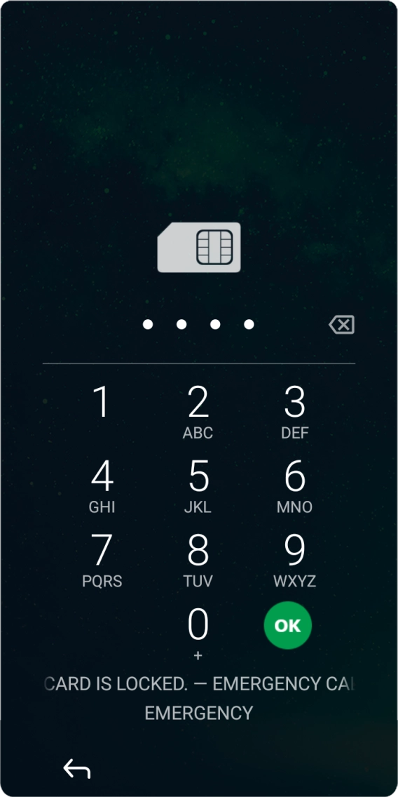 Key in your SIM PIN and press OK. The default SIM PIN is 0000.