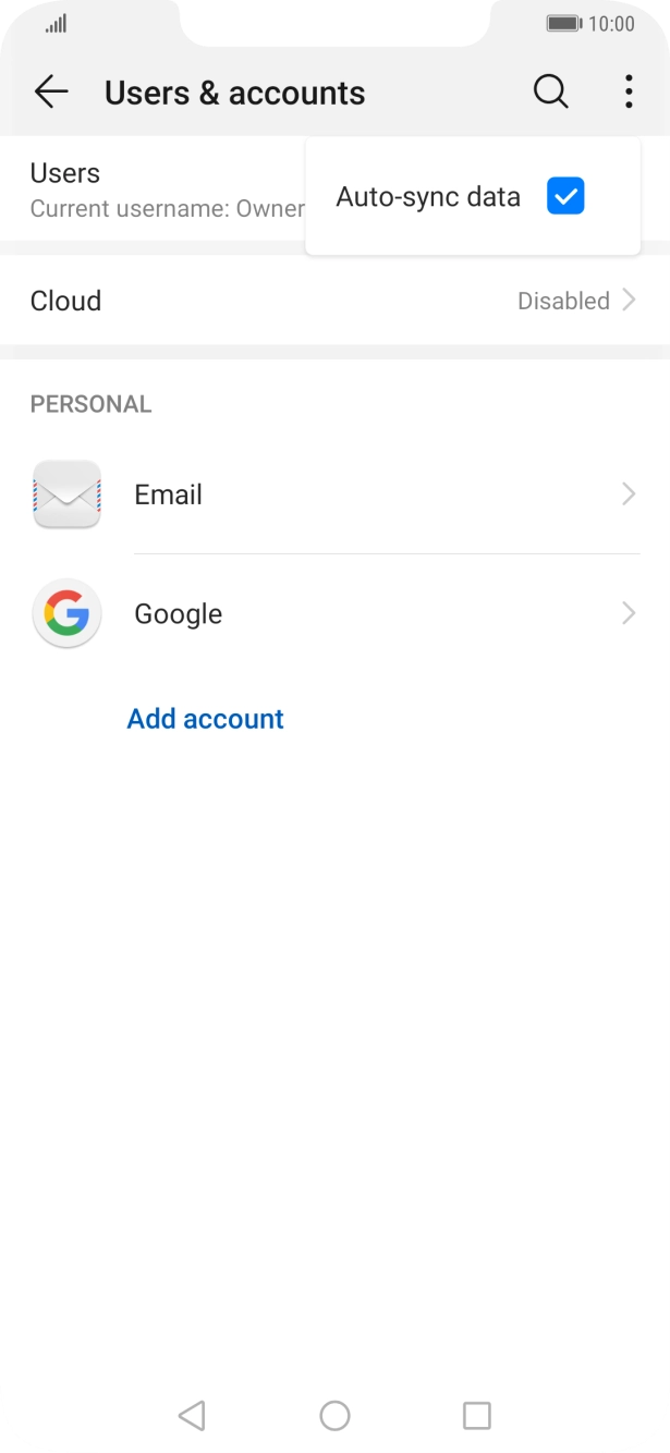 Press Auto-sync data to turn the function on or off.