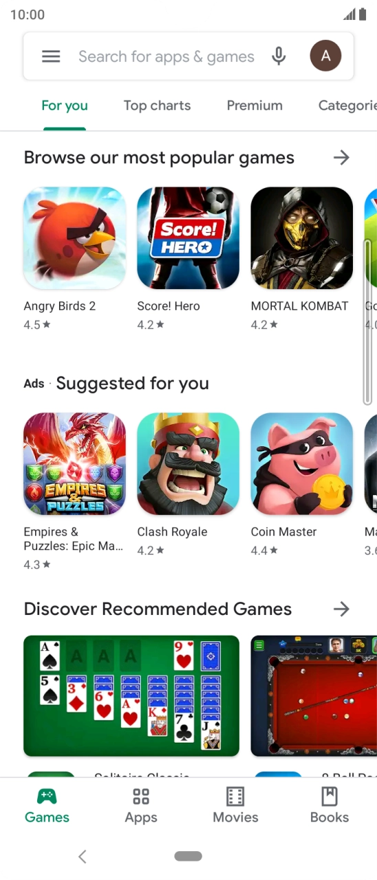 Press the search field.