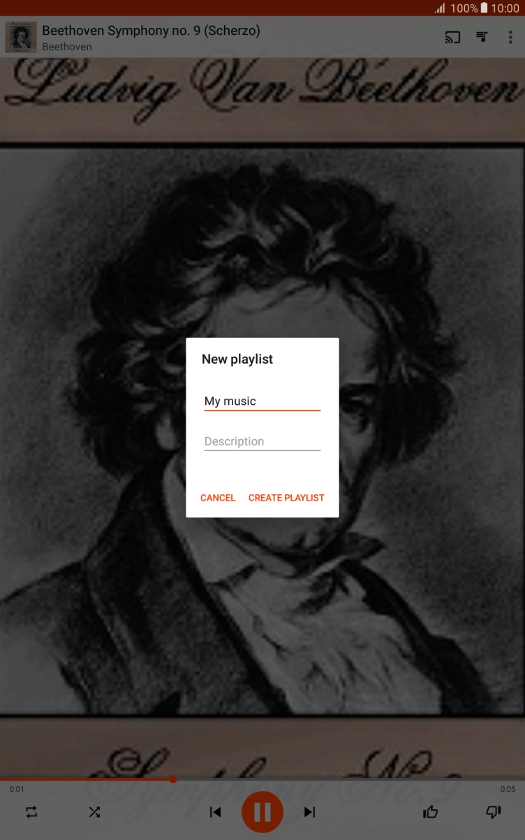 Key in a name for the playlist and press CREATE PLAYLIST.