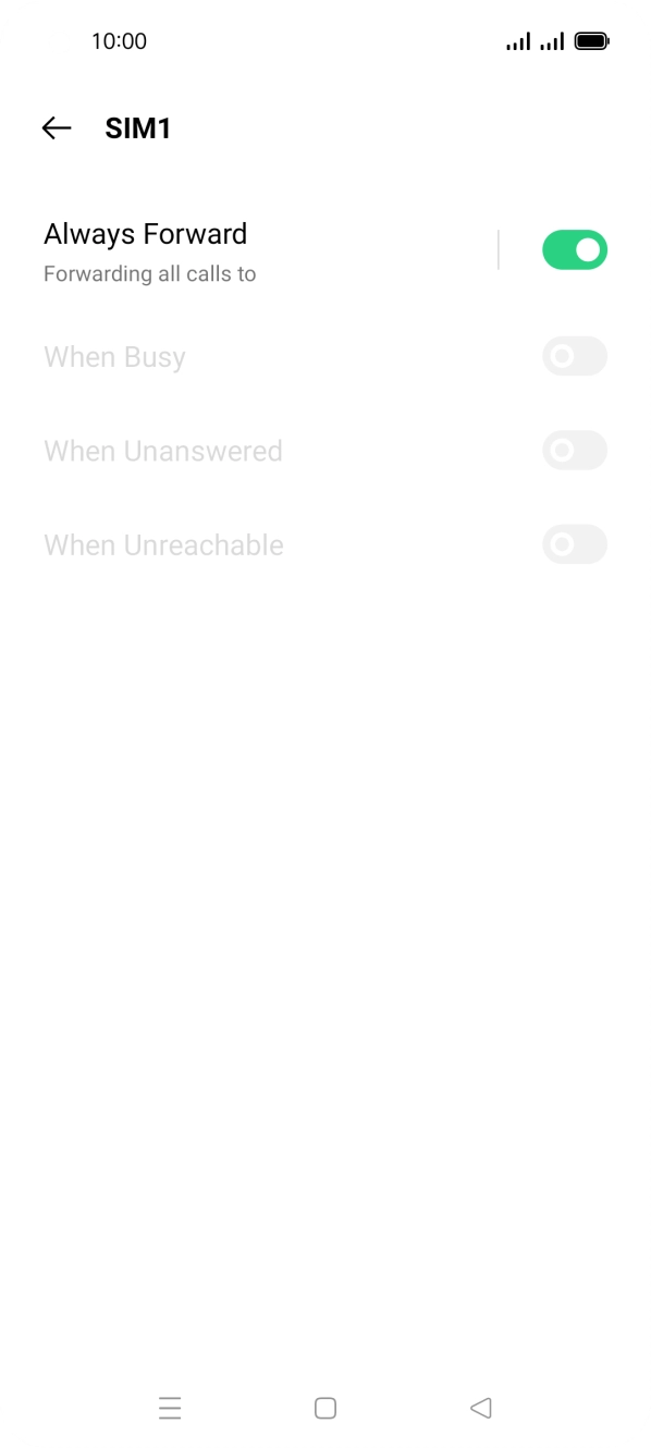Press the indicator next to the required divert type. Press the indicator next to the required divert type.