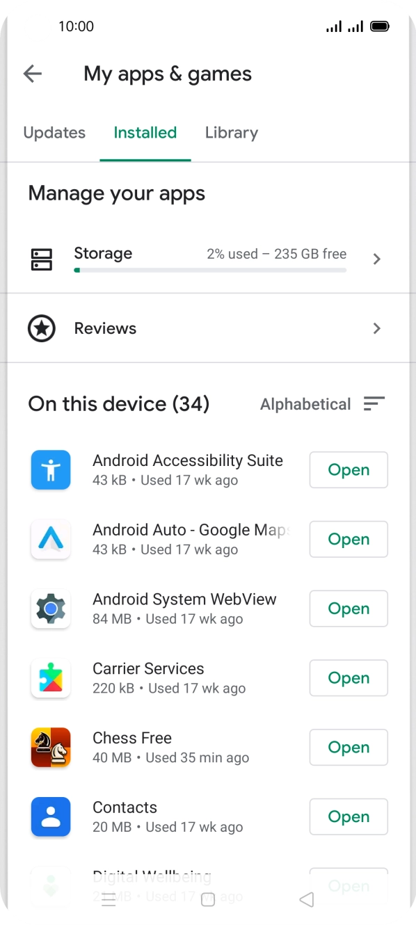 Press the required app.