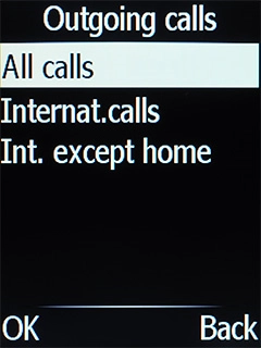 Select the required barring type.