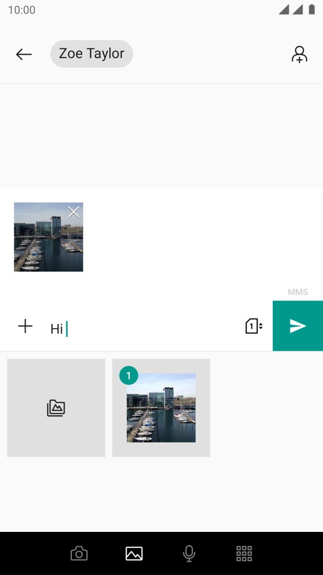 Press the send icon when you've finished your picture message.