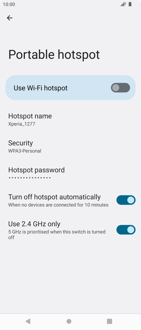 Press Hotspot password and key in the required password. Press Hotspot password and key in the required password.