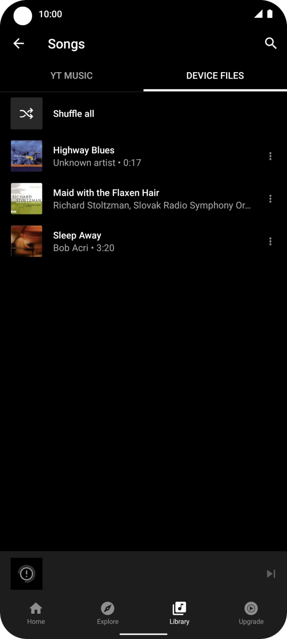 Press the required audio file.