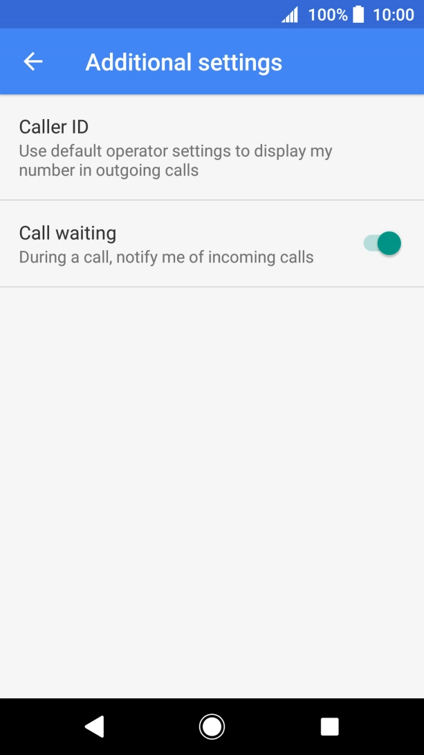 Press the indicator next to 'Call waiting' to turn the function on or off.