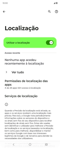 Prima Permissões de localização das apps.