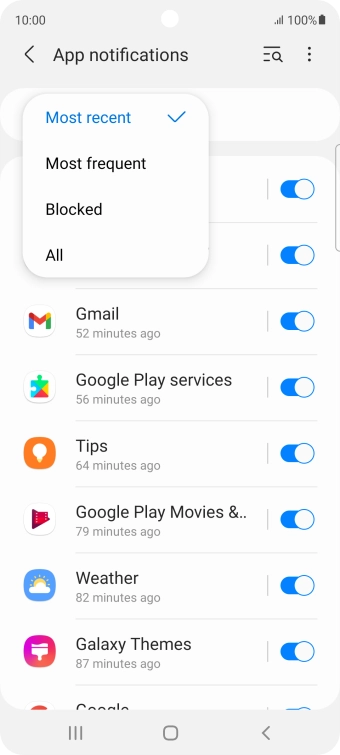 Press the required setting. Press the required setting.