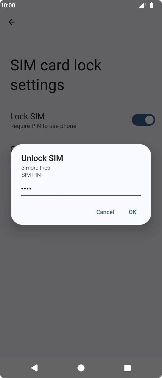 Key in your SIM PIN and press OK. The default SIM PIN is 0000.