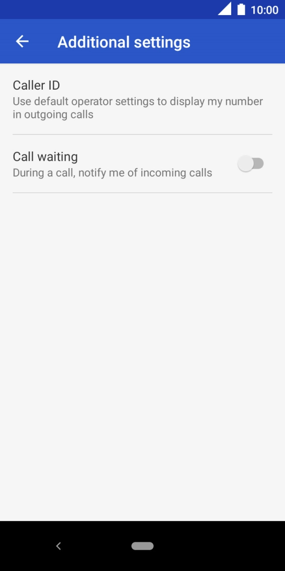 Press the indicator next to 'Call waiting' to turn the function on or off.