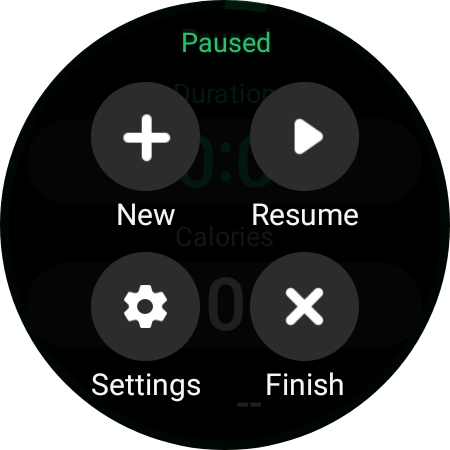 Press Finish to end an activity. Press Finish to end an activity.