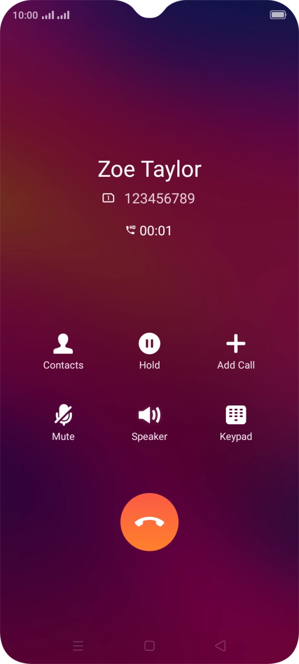 Press the end call icon.