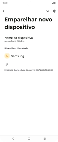 Prima o dispositivo Bluetooth pretendido e siga as indicações no ecrã para emparelhar o dispositivo pretendido com o telefone.