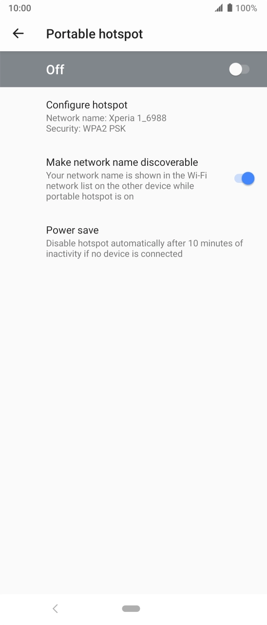 Press Configure hotspot.