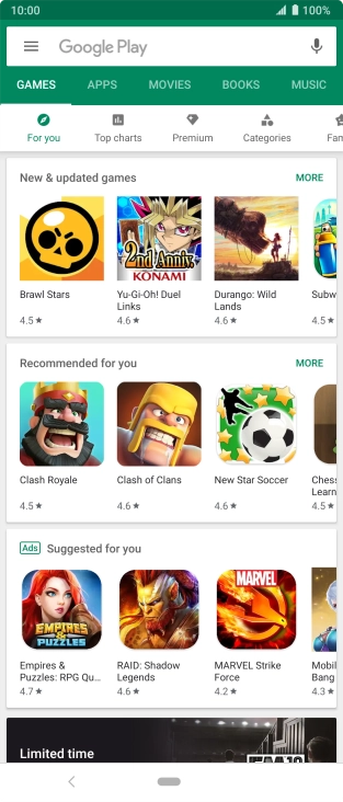Press the search field.