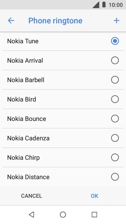 Press the add ring tone icon and go to the required ring tone.