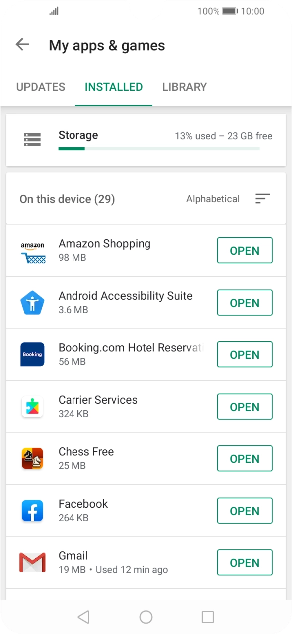 Press the required app.