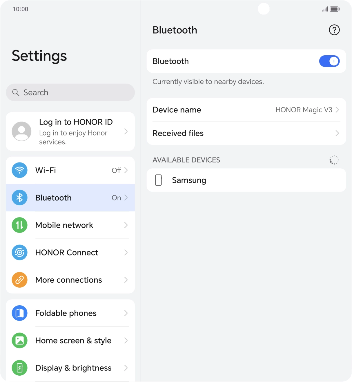 Press the required Bluetooth device and follow the instructions on the screen to pair the device with your phone.