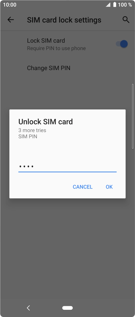 Key in your SIM PIN and press OK. The default SIM PIN is 0000.