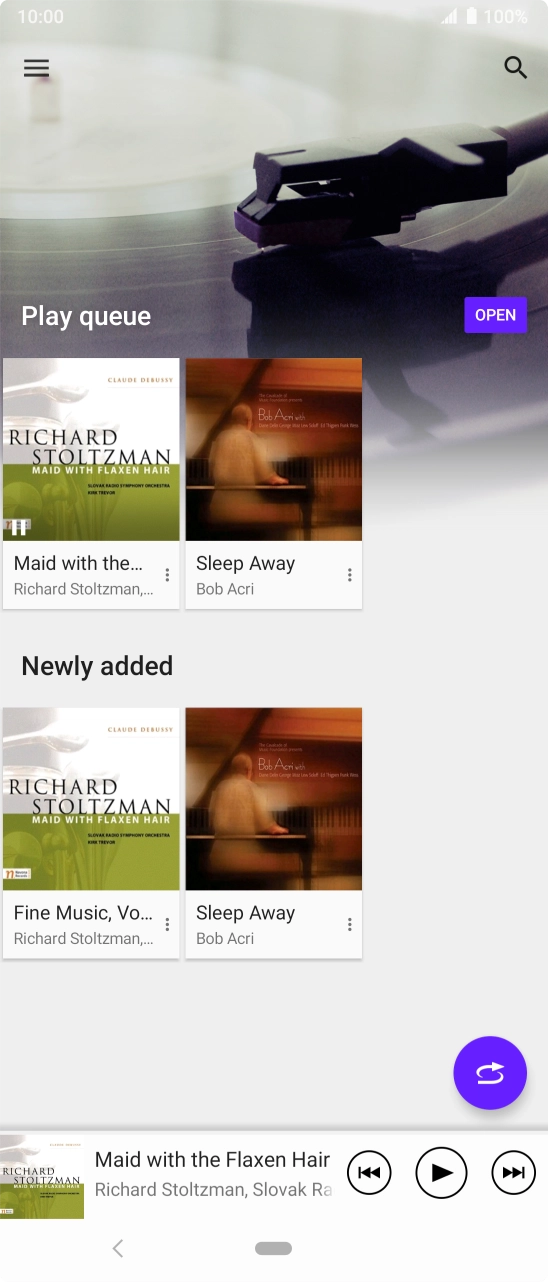 Slide your finger right starting from the left side of the screen.