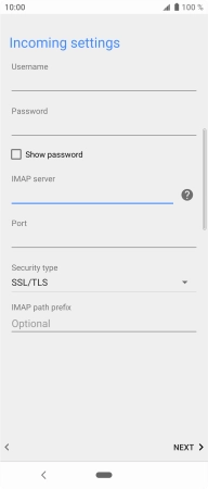 Press the field below 'Port' and key in 143.