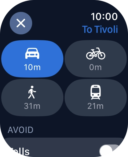 Press the required transport type.