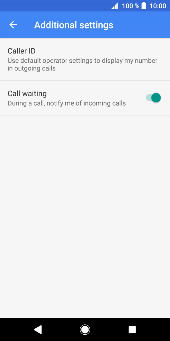 Press the indicator next to 'Call waiting' to turn the function on or off.