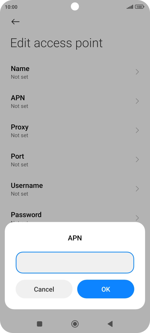 Key in wap.o2.co.uk and press OK.