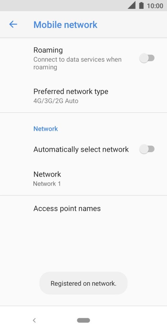 Press the indicator next to 'Automatically select network' to turn on the function. Press the indicator next to 'Automatically select network' to turn on the function.