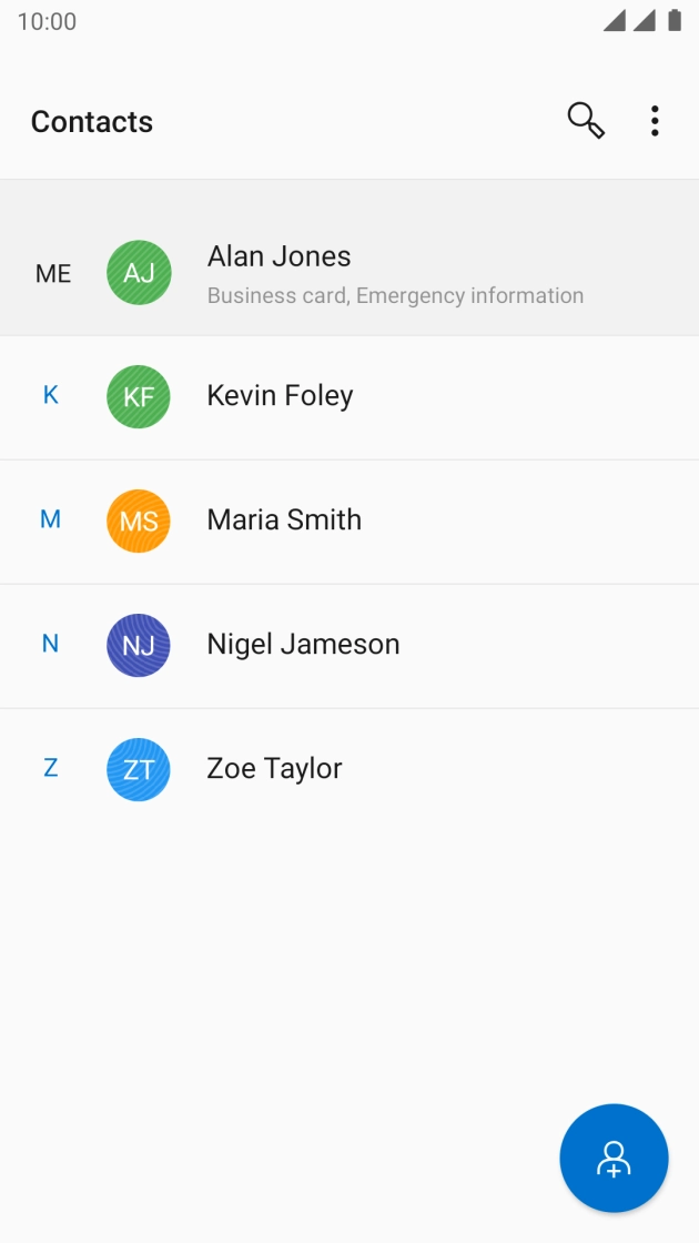 Press the required contact.