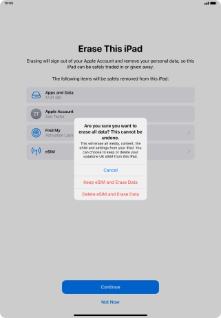 Press the required setting.